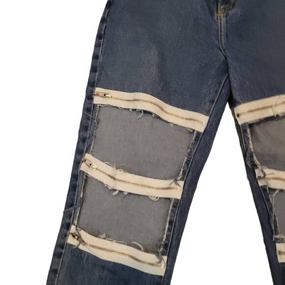 Vintage Carmar Mom Jeans 28 Blue Women High Rise Zipper Distressed - Picture 3 of 8